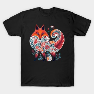 A Fox in Scandinavian Folk Art Style T-Shirt